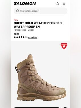 NIB Salomon Quest Cold Weather Forces Waterproof EN Tactical Tan Combat Boots